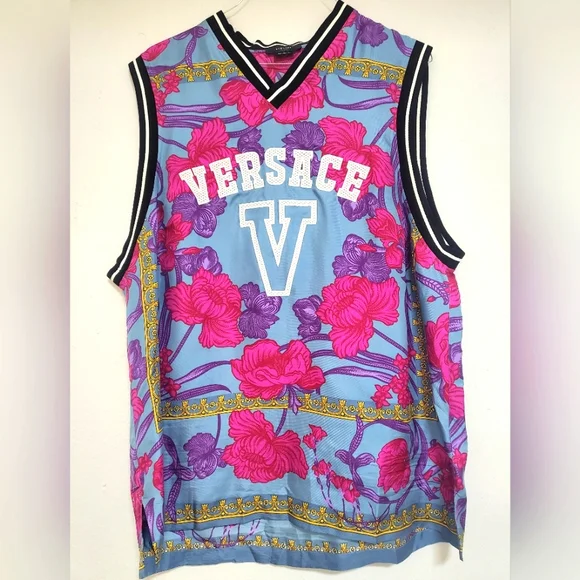 Rare Versace ACID BOUQUET Silk printed Men's Jersey Size 44 - Picture 2 of 11